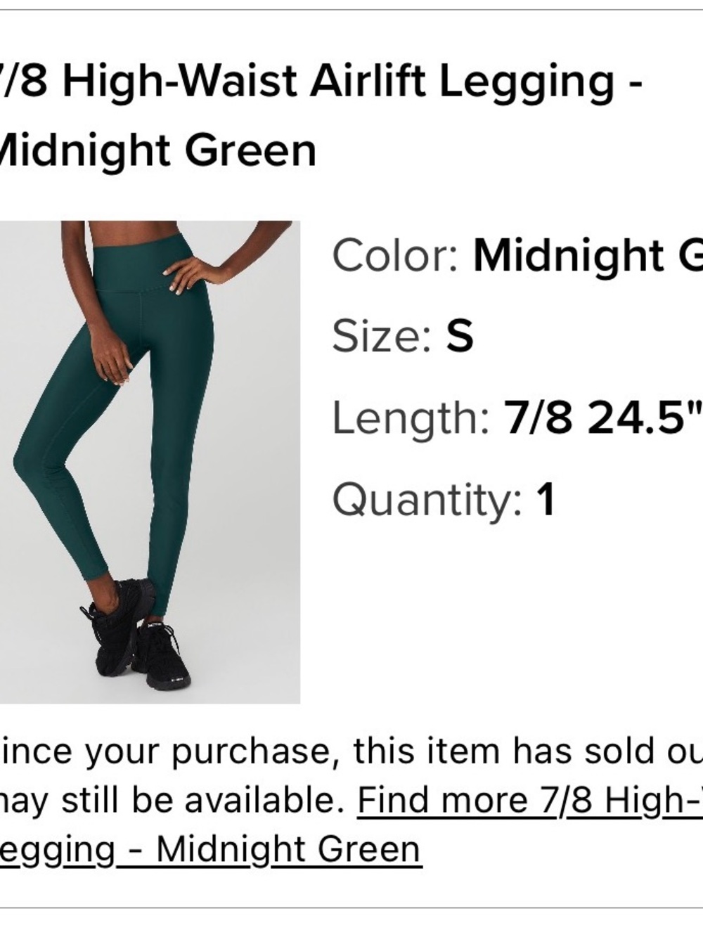 ALO Yoga Midnight Green High-Waist 7/8 Leggings